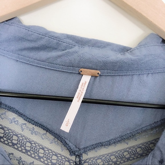 SOLD Free People Wild Wind Blue Lace Button Up Top - Picture 5 of 8